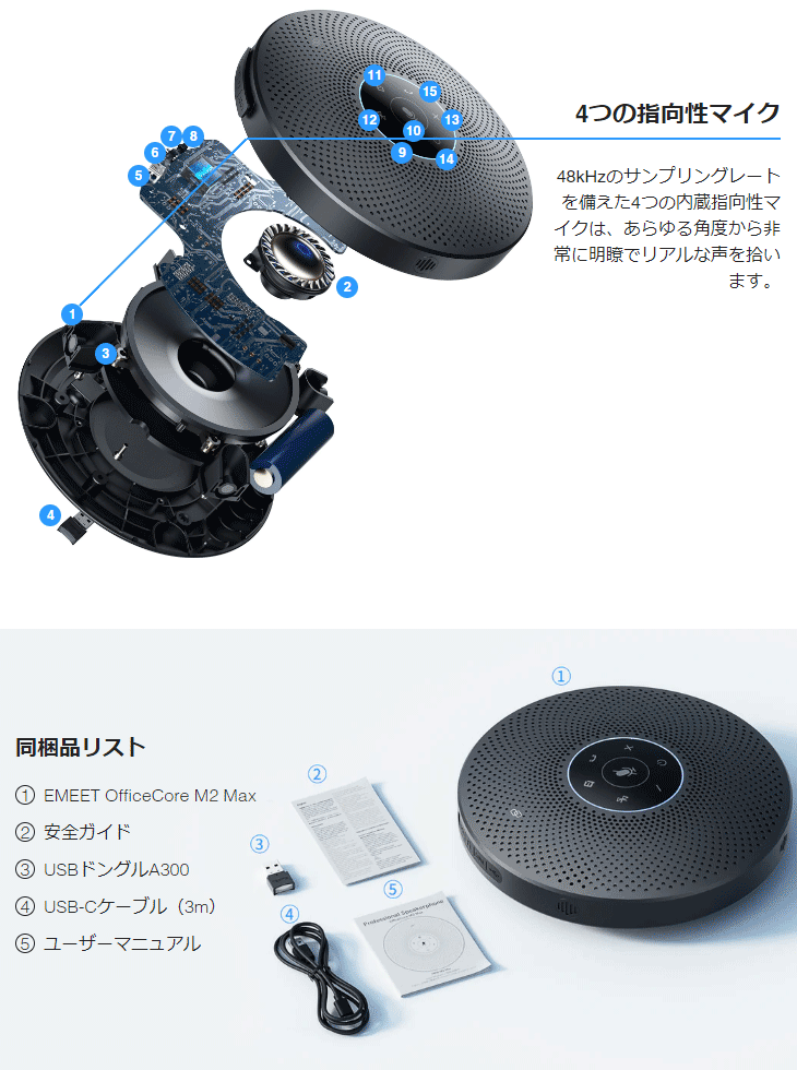 スピーカーフォン EMEET OfficeCore M2 Max Black M2MAX-B 【 ムラウチ